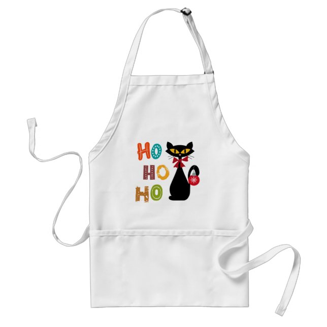 Black cat with Ho Ho Ho text design Standard Apron (Front)