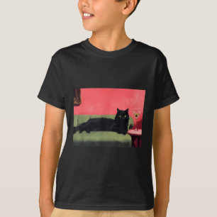 Black Cat With Martini Art Print T-Shirt