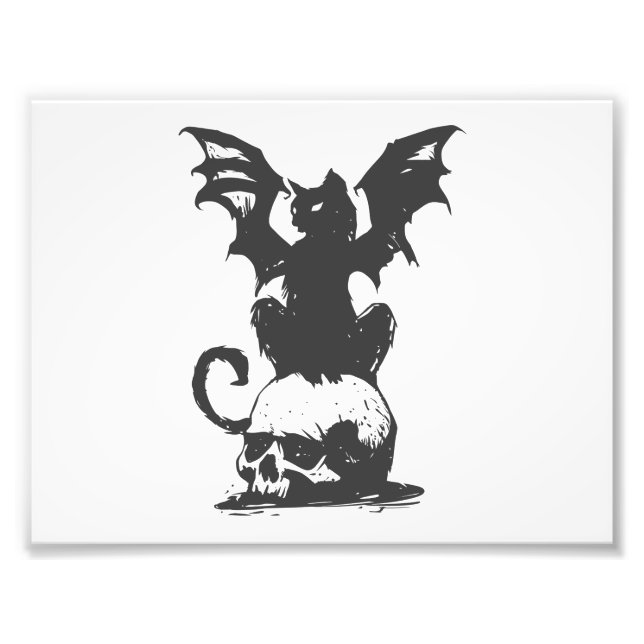 black cat with monster wings - Choose back colour Photo Print (Front)