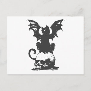 black cat with monster wings - Choose back colour Postcard