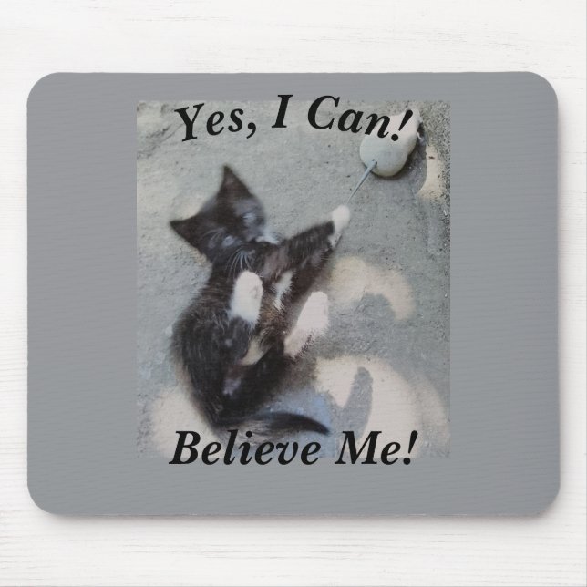 Black Cat With Mouse Customisable Cat Photo Funny  Mat (Front)