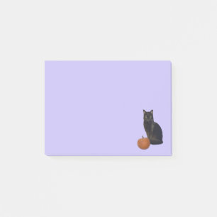Black Cat with Orange Pumpkin Photo Cutouts Purple Post-it Notes