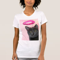 Black Cat With Pink Angel Halo
