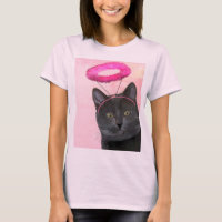 Black Cat With Pink Angel Halo