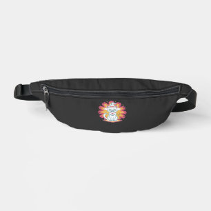 Black Cat with Psychedelic Flower Oversized T-Shir Bum Bags
