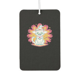 Black Cat with Psychedelic Flower Oversized T-Shir Car Air Freshener