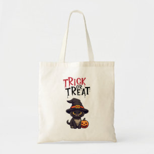 Black Cat With Pumpkin Jack Lantern Trick Or Treat Tote Bag