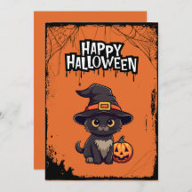Black Cat With Pumpkin Jack O' Lantern