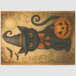 Black Cat with Pumpkin – Vintage Halloween Tissue Paper