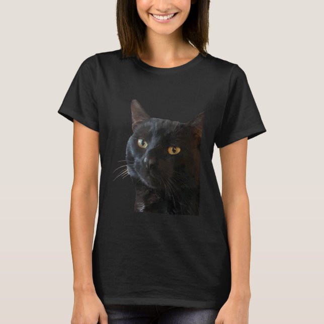 Black Cat With Quirky Face Vector Cut Out T-Shirt (Front)