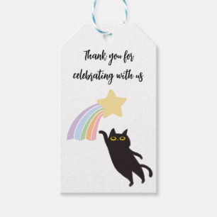 Black Cat With Rainbow Thank You Tag