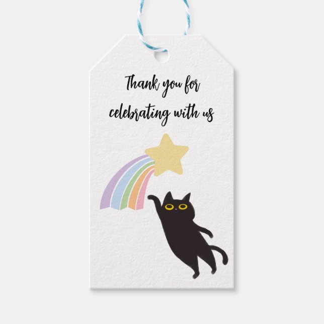 Black Cat With Rainbow Thank You Tag (Front)