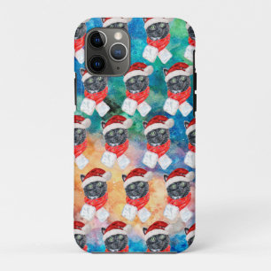 Black Cat with Red Scarf Funny Christmas iPhone 11 Pro Case