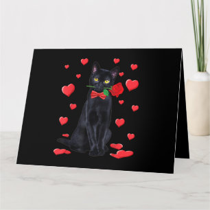 Black Cat With Rose Valentines Shirt Valentine Cat Card