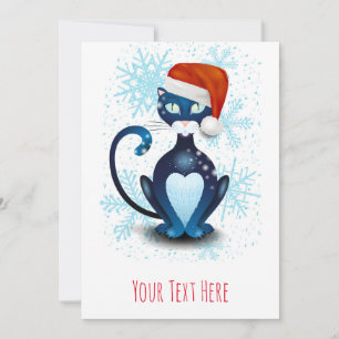 Black Cat with Santa's Hat Invitation