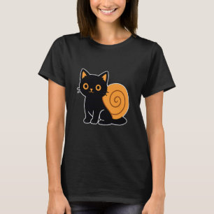 Black Cat with Snail Shell T-Shirt