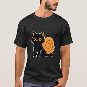 Black Cat with Snail Shell T-Shirt