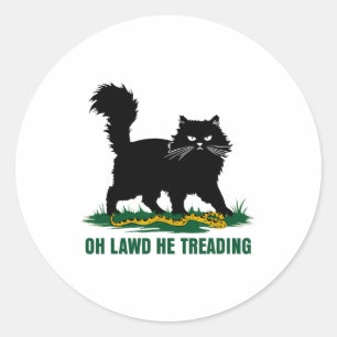 Black Cat With Snake Oh Lawd He Treading Nature An Classic Round Sticker