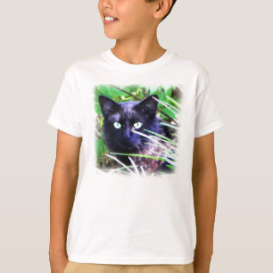Black cat with striking green eyes T-Shirt