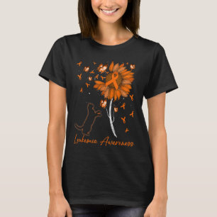 Black Cat With Sunflower & Orange Ribbon Leuke T-Shirt