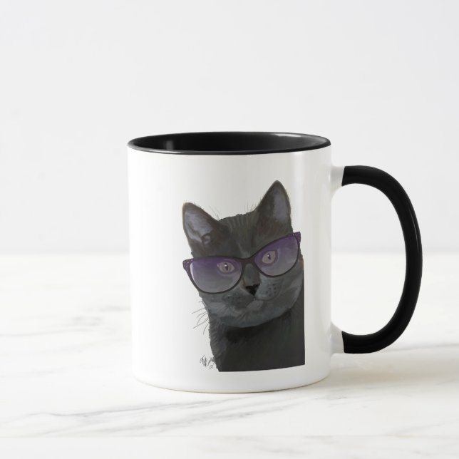 Black Cat with Sunglasses 2 Mug (Right)