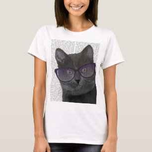 Black Cat with Sunglasses 2 T-Shirt
