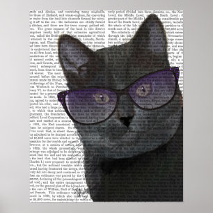 Black Cat with Sunglasses Poster
