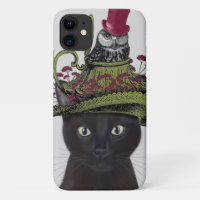 Black Cat with Teapot and Owl
