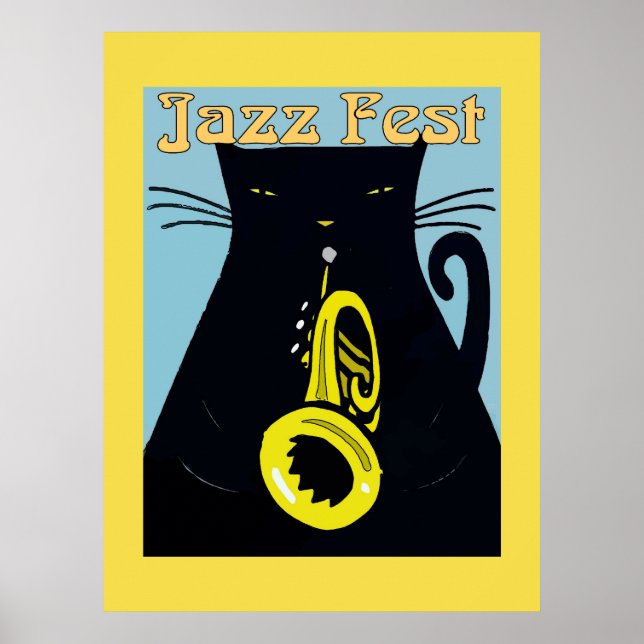 Black Cat with Trumpet Poster (Front)