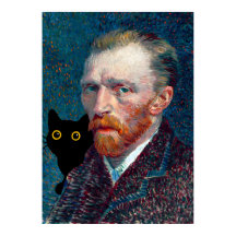 Black Cat with Van Gogh Portrait