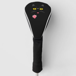 Black cat with white marks golf head cover