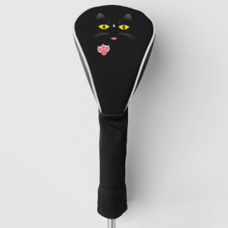 Black cat with white marks golf head cover