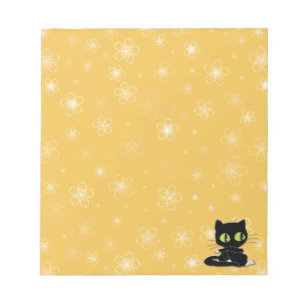 black cat with white socks notepad