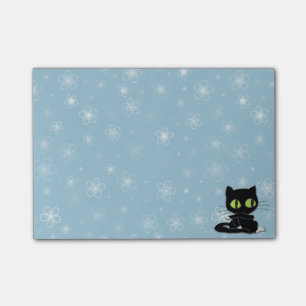 black cat with white socks post-it notes