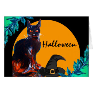 BLACK CAT WITH WITCH HAT, HALLOWEEN PARTY