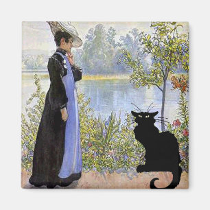 Black Cat With Woman Magnet