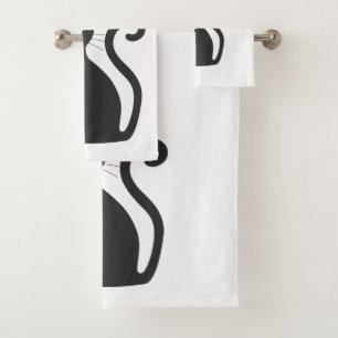Black Cat With Yellow Eyes Bath Towel Set