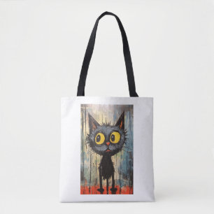 Black Cat With Yellow Eyes Tote Bag