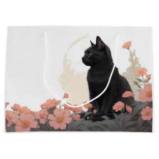 black cat with your text or without text large gift bag