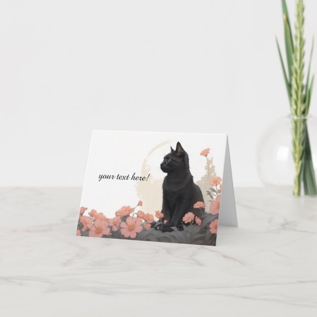 black cat with your text or without text thank you card (Front)