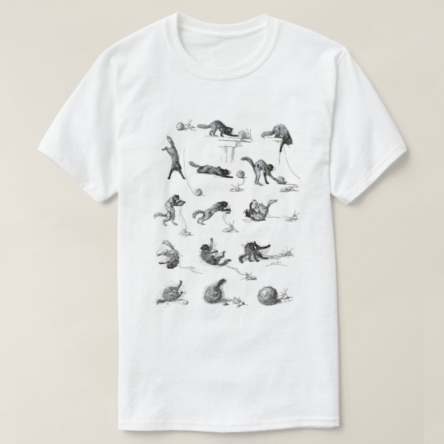 Black cat & Woollen yarn ball, Alexandre Steinlen T-Shirt (Design Front)