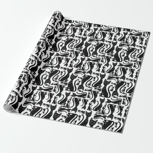 Black cat wrapping paper (Unrolled)