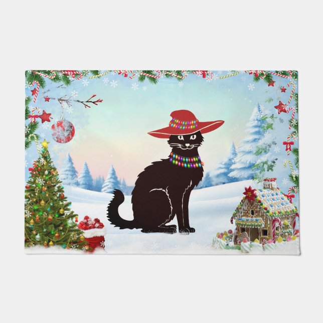 Black Cat X-mas Doormat (Front)