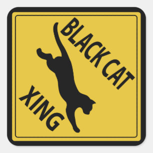 Black Cat Xing Square Sticker