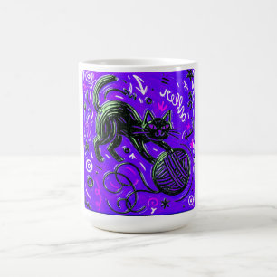 Black Cat Yarn Ball Mug