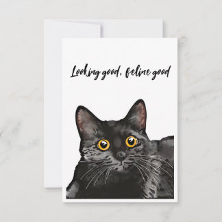 Black Cat Yellow Eyes Card