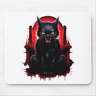 Black Cat Yellow Eyes Cats Angry Mouse Mat