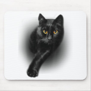 Black Cat Yellow Eyes Cats Tee Gifts Mothers Day Mouse Mat