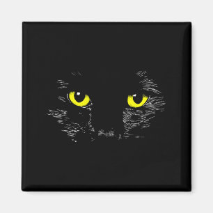 Black Cat Yellow Eyes Kitten Face Halloween Magnet