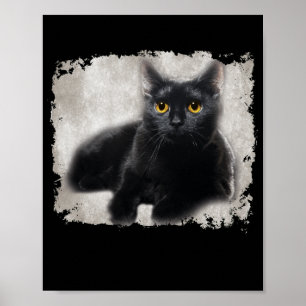 Black Cat Yellow Eyes On My Shirt Poster